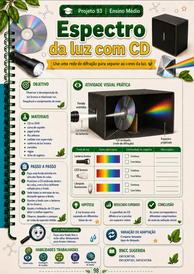 Projeto Espectro da luz com CD